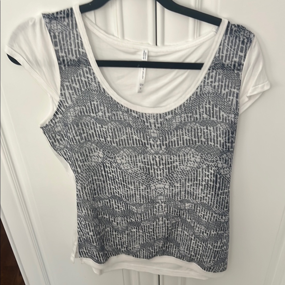 Karen Millen White and Gray Sequin Fitted Tee